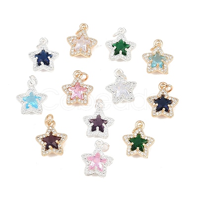 Brass Micro Pave Cubic Zirconia Pendants KK-K421-01-1