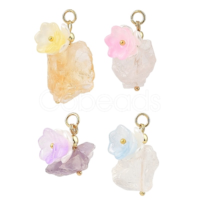 Raw Rough Natural Mixed Gemstone Pendants PALLOY-JF06069-1