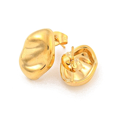 Oval 304 Stainless Steel Ear Studs EJEW-L290-016G-1