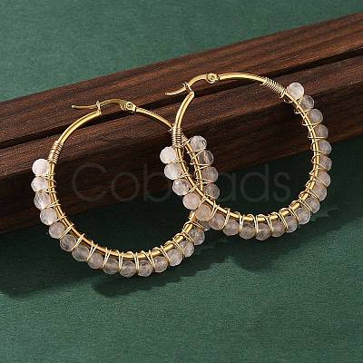 Beaded Hoop Earrings X-EJEW-JE03830-03-1