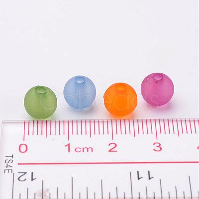 Mixed Color Frosted Round Shaped Transparent Acrylic Beads X-PL582M-1
