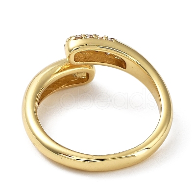 Rack Plating Brass Micro Pave Cubic Zirconia Open Cuff Rings RJEW-Q777-12G-1