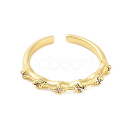 Brass Pave Cubic Zirconia Cuff Rings RJEW-U012-02G-01-1
