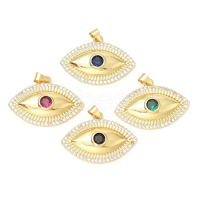 Rack Plating Brass Micro Pave Cubic Zirconia Pendants KK-A185-20G-1