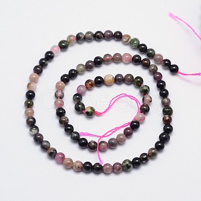 Natural Multicolor Tourmaline Round Bead Strands G-I162-01-5mm-1