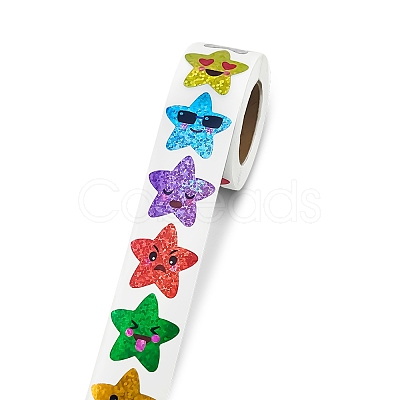 Plastic Laser Star Reward Sticker Rolls PW-WG60442-01-1