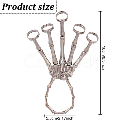 3Pcs 3 Colors Alloy Skeleton Full Hand Ring Bracelets Set BJEW-AN0001-21-1