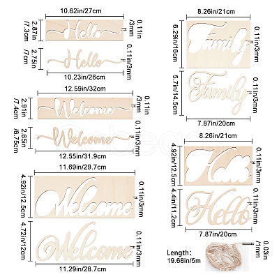 5 Sets 5 Style Wooden Door Signs AJEW-CN0001-50-1