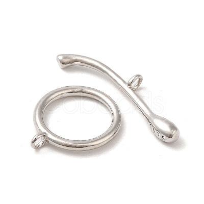 Rhodium Plated 925 Sterling Silver Toggle Clasps STER-G038-03P-1
