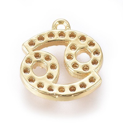 Golden Plated Brass Micro Pave Cubic Zirconia Charms ZIRC-L075-51J-1
