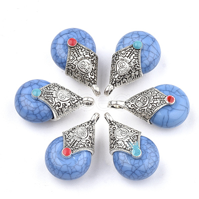 Tibetan Style Resin Pendants RESI-T022-16E-1