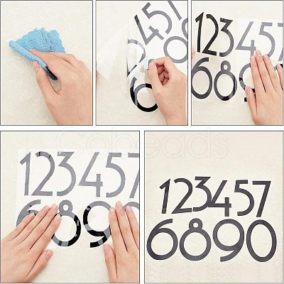 SUPERFINDING 8 Sheets 2 Style PET Sticker Reflective Self Adhesive Vinyl Waterproof 0-9 Number DIY Decorations for Mailbox DIY-FH0002-78-1