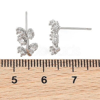 SHEGRACE Leafy Branch Brass Micro Clear Pave Cubic Zirconia Stud Earrings XGRQ4N998-717P-1
