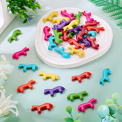 35Pcs 7 Colors Synthetic Turquoise Beads G-TA0003-27-1