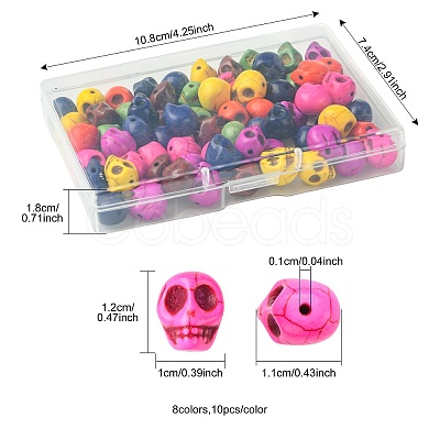 80Pcs 8 Colors Synthetic Turquoise Beads TURQ-FS0001-08-1