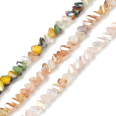 3 Strands 3 Colors Electroplate Glass Beads Strands EGLA-YW0005-06A-1