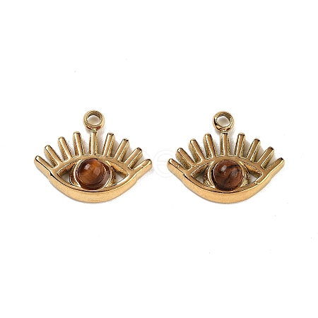 Natural Tiger Eye Eye Charms STAS-U014-06A-01-1