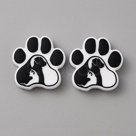 Paw Print Food Grade Eco-Friendly Silicone Focal Beads SIL-WH0008-43A-1