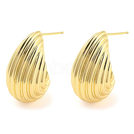 Rack Plating Brass Shell Shape Stud Earrings EJEW-K245-30G-1