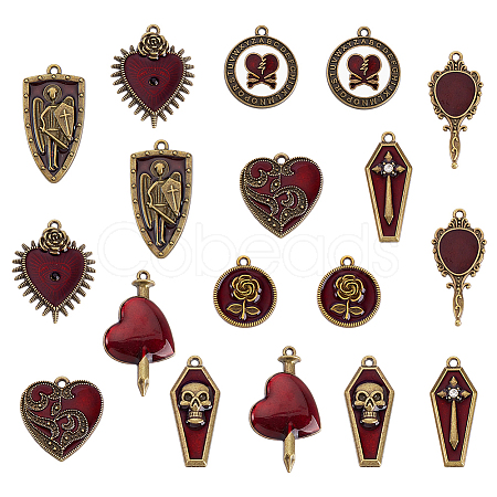 18Pcs 9 Styles Alloy Enamel Pendants ENAM-GA0001-19-1