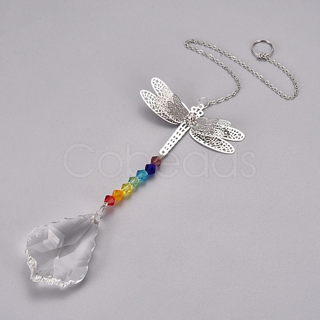 Crystal Ceiling Fan Pull Chains Chakra Hanging Pendants Prism X-AJEW-WH0021-30C-1