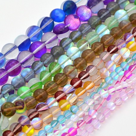 Round Synthetic Moonstone Beads Strands G-M210-6mm-M-1