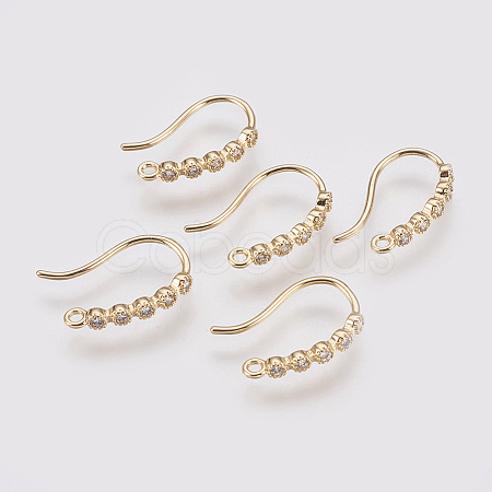 Brass Rhinestone Earring Hooks X-KK-R037-258G-1