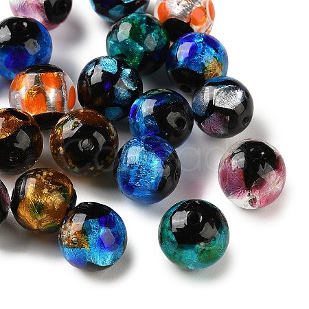 Handmade Silver Foil Glass Beads LAMP-F047-04C-1