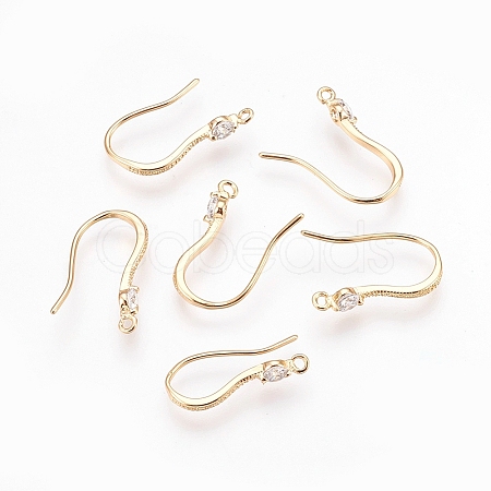Brass Cubic Zirconia Earring Hooks X-KK-S336-43G-1