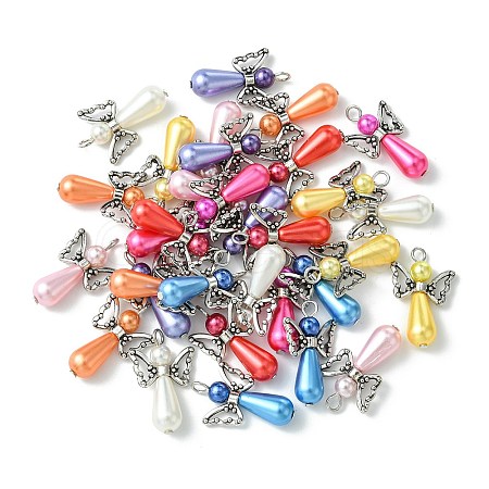 Angel Acrylic Imitation Pearl Pendants PALLOY-TAC0047-1