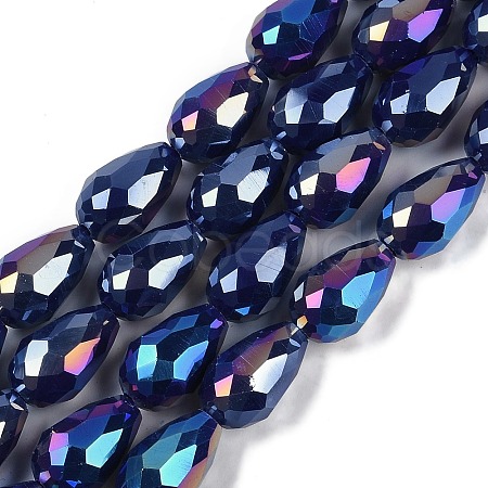 Opaque Solid Color Electroplate Glass Beads Strands EGLA-N013-P8mm-B03-1