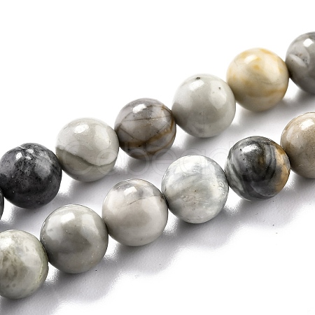 Round Natural Polychrome Jasper/Picasso Stone/Picasso Jasper Beads Strands X-G-O199-03B-1