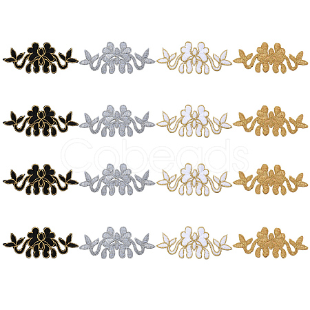 16Pcs 4 Colors Flower Polyester Iron on/Sew on Patches DIY-GF0011-68-1