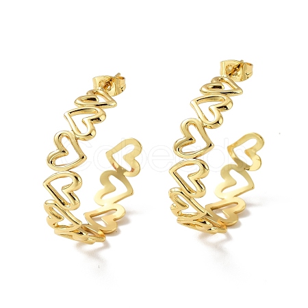 PVD Vacuum Plating 304 Stainless Steel Heart Wrap Stud Earrings STAS-H164-07G-1