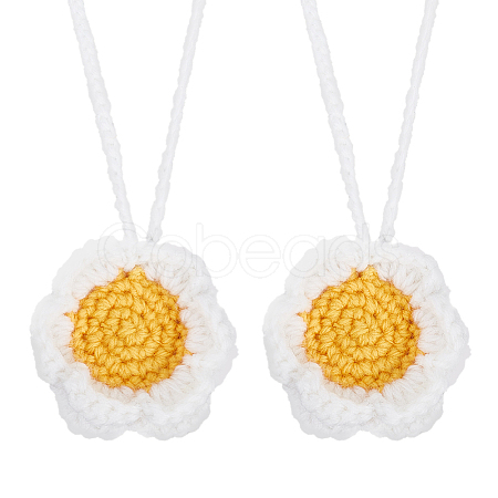 Sunflower Wool Braided Pendant Decorations AJEW-WH0258-857A-1