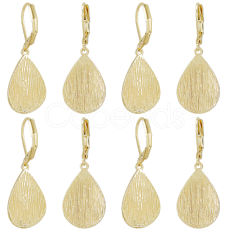 4 Pairs Teardrop Brass Leverback Earrings EJEW-HS0001-21G-1