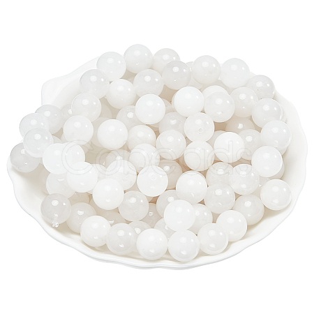 Round Natural White Jade Beads Strands G-NB0005-14A-1
