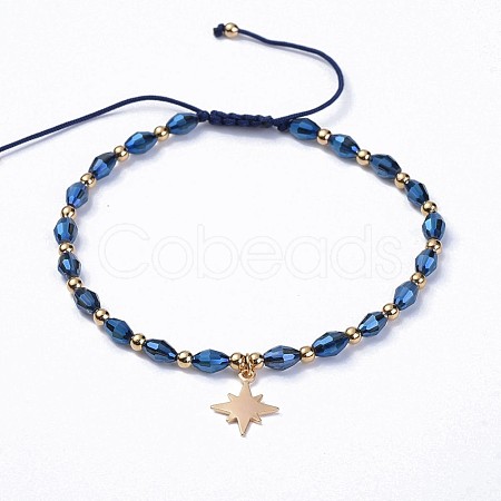 Electroplate Glass Braided Beads Bracelets BJEW-JB04307-06-1