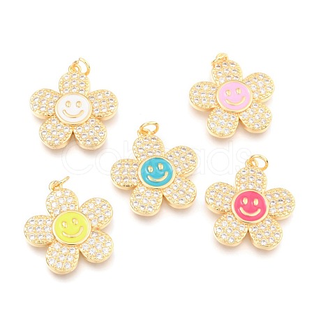 Brass Micro Pave Clear Cubic Zirconia Pendants KK-I683-05-1