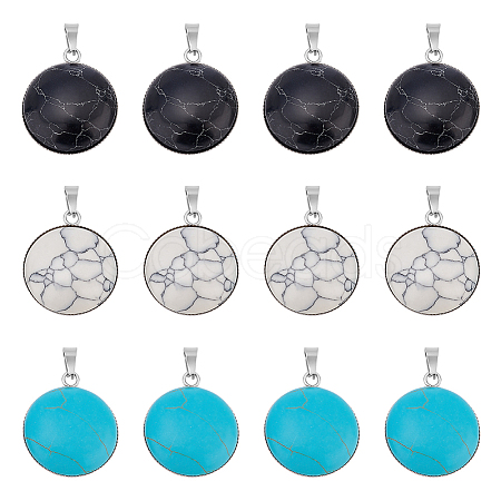 12Pcs 3 Colors Synthetic Turquoise Pendants STAS-UN0039-61-1