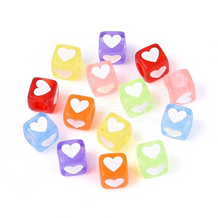 Spray Painted Transparent Acrylic Beads OACR-N140-02-1