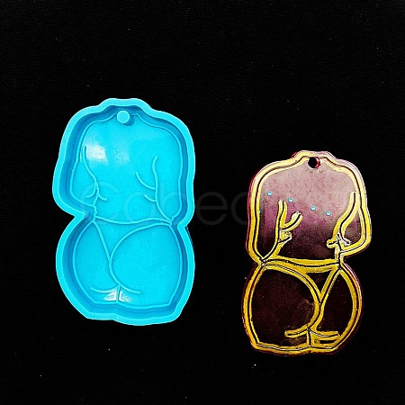 Mother's Day Girl's Back Silicone Pendant Molds LS-AJEW-M221-02A-1