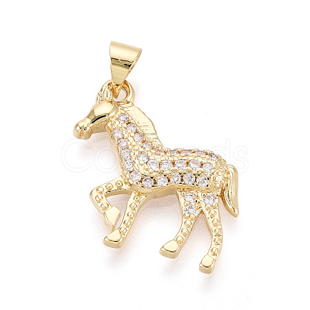 Brass Micro Pave Clear Cubic Zirconia Pendants KK-T080-11G-1
