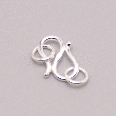 925 Sterling Silver S Shape Clasps STER-WH0001-08B-1