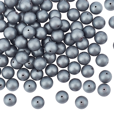 4 Strands Frosted Non-magnetic Synthetic Hematite Round Beads Strands G-OC0001-98-1