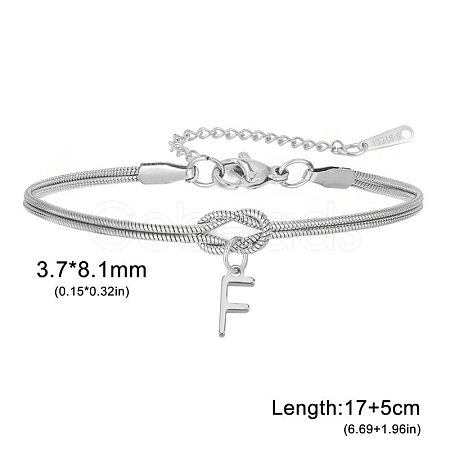304 Stainless Steel Initial Charm Bracelets FS-WGD8E41-17-1