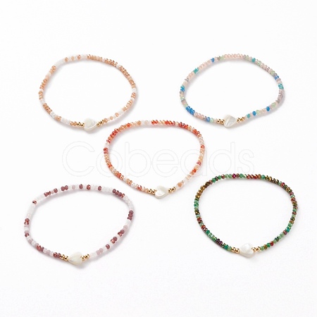 Faceted Rondelle Glass Beads Stretch Bracelets BJEW-JB05793-1