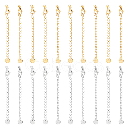 20Pcs 2 Colors 304 Stainless Steel Chain Extender STAS-UN0060-91-1