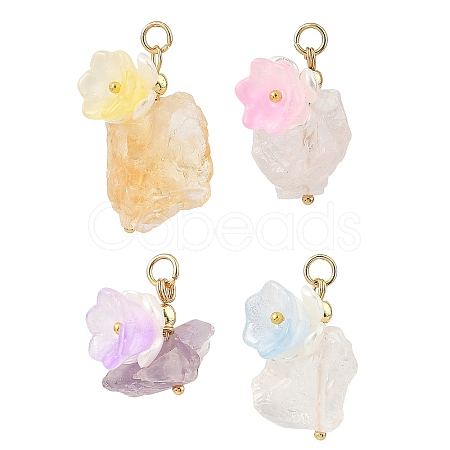 Raw Rough Natural Mixed Gemstone Pendants PALLOY-JF06069-1