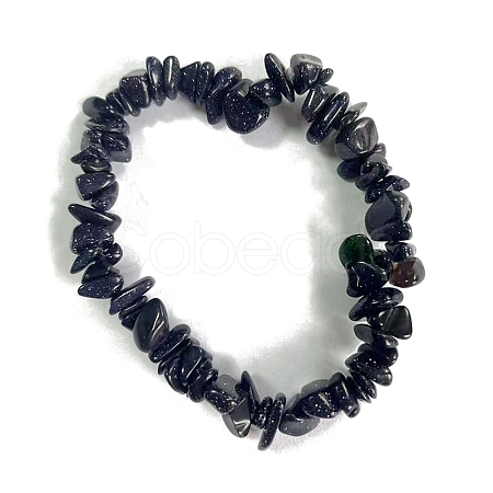 Synthetic Blue Goldstone Stretch Bracelets PW-WG56138-02-1